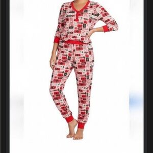 Kate Spade Festive Red,pink ,black  and White Christmas gift Pajamas set htf